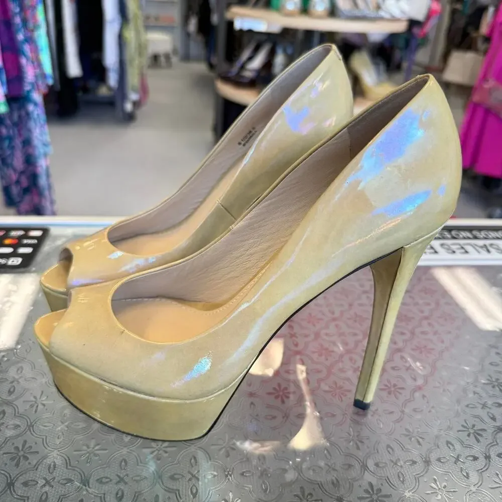Brian Atwood Y2K Cream Platform Heels Sz 6.5